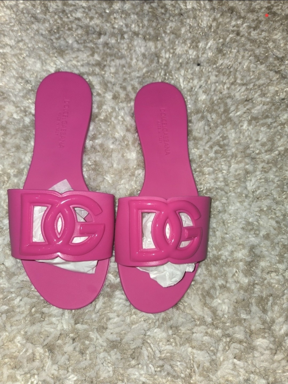 Dolce & Gabbana Hot Pink DG Logo Slide Sandals